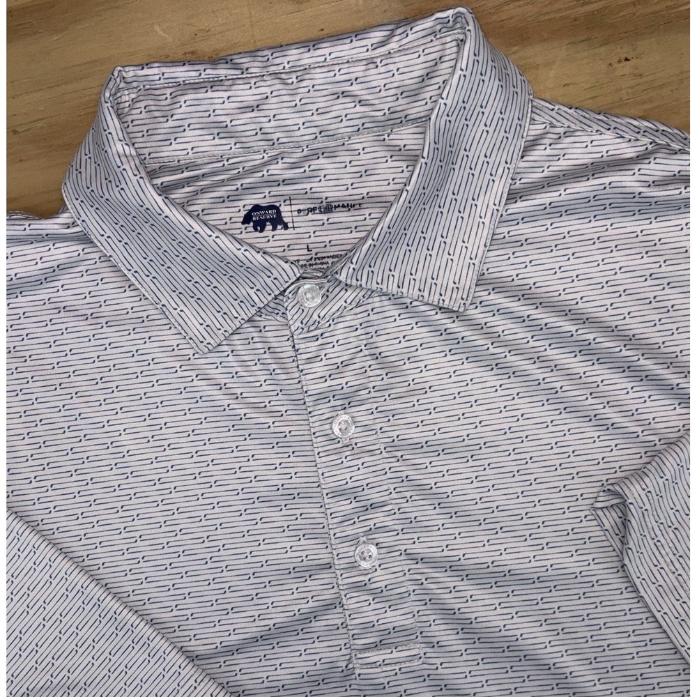 Onward Reserve Performance Polo Mens Large White Golf Club All Over Print AOP